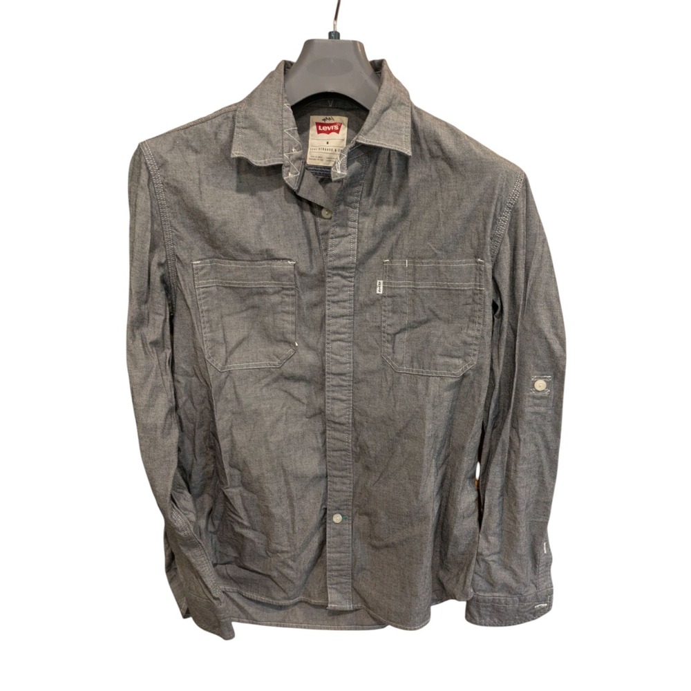 Levis Shirt Mens Medium‎ Western  Long Sleeve Pockets Collared Blue